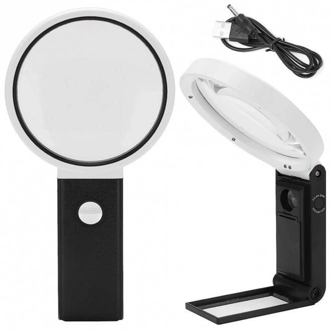 Opvouwbare juweliersloep met 10x en 25x vergroting met LED- en UV-licht