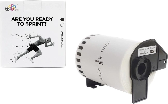 TB Print etiketten voor Brother, zwart op wit, 102 mm x 30,48 m (vervangingsrol DK-22243)
