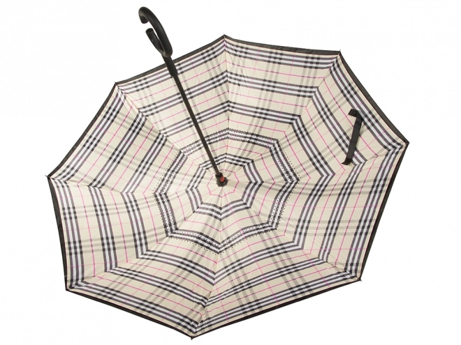 Umbrella inverted folding umbrella strong wires sturdy standing umbrella – Striped
