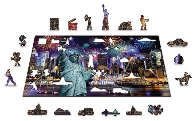 Houten puzzel Nachtelijk New York 2v1