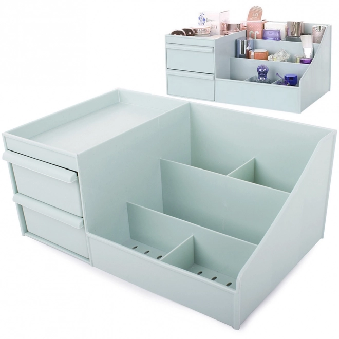 Organizer voor cosmetica in kastje met twee lades