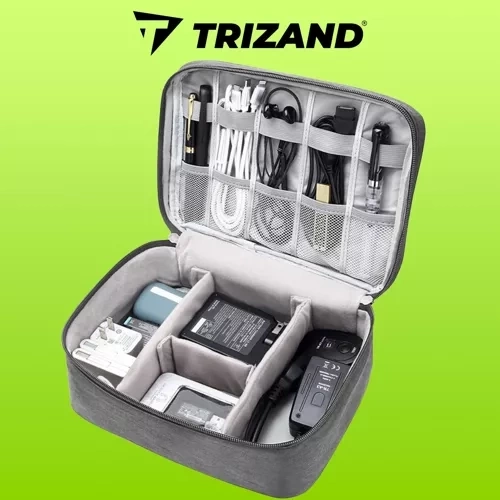 Travel Cable and Charger Organizer with Handle