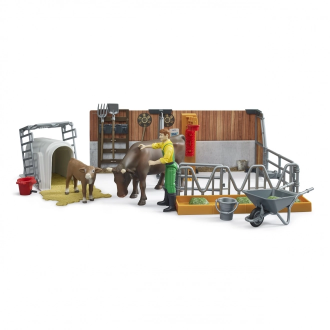 Stal voor vee met figuren en accessoires