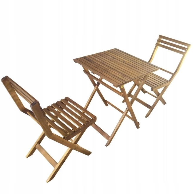 Wooden Garden Furniture Set from Acacia Wood - Table and 2 Chairs