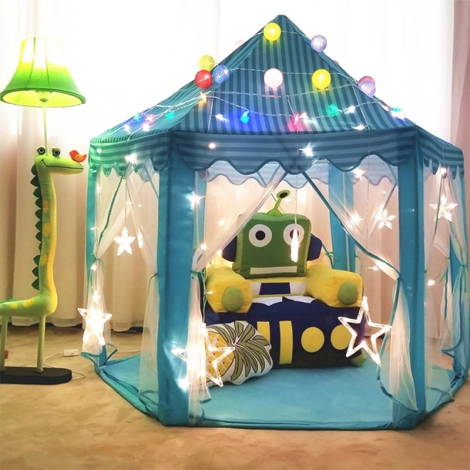 Tente pour enfants hexagonale pour maison/jardin - bleu