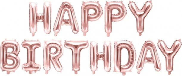 Ballons en feuille Happy Birthday – Or rose