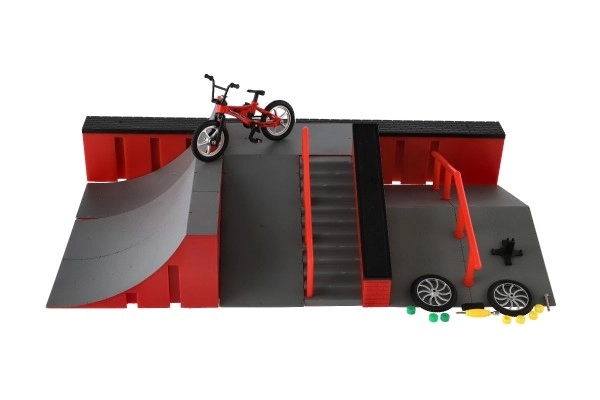 Skatepark Set with Ramp, Finger Bike, and Finger Skateboard