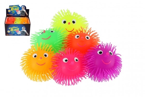 Pluizige rubberen antistressbal 8,5 cm met licht op batterijen tot 6 kleuren