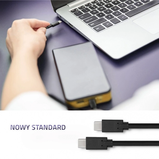 USB-C naar USB-C-kabel voor gegevensoverdracht en opladen, 3 m, zwart