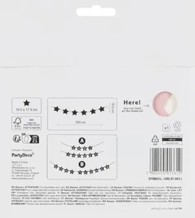 Banner sign for baby shower stars light 290cm x 16,5cm – Light pink