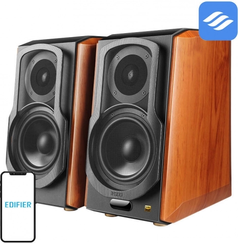 Boekenplankluidsprekers EDIFIER S1000W 2.0 met Wi‑Fi en Bluetooth, bruin