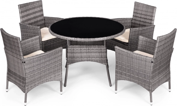 Tuimeubelen van polyrotan - 4 stoelen + ronde tafel MultiGarden