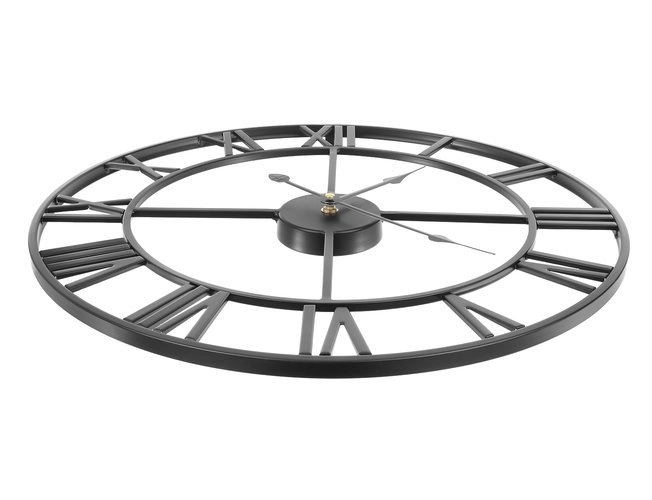 Horloge murale en métal style loft à chiffres romains 47 cm – noire