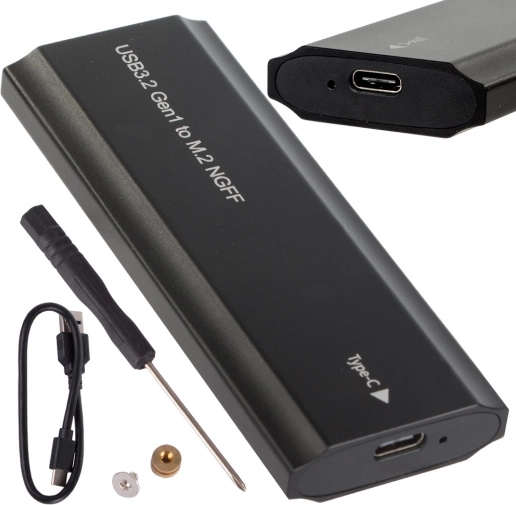 Aluminum enclosure for M.2 SATA NGFF SSD with USB‑C (USB 3.2 Gen 1), 2230–2280