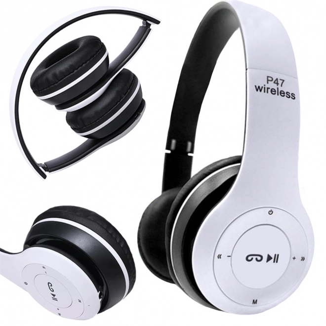 Wireless headphones p47 bluetooth microphone mp3 – White