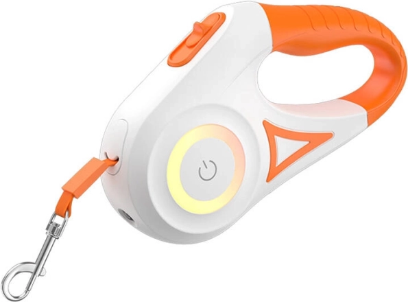 automatische LED hondenriem ROJECO 5 m (oranje en wit)