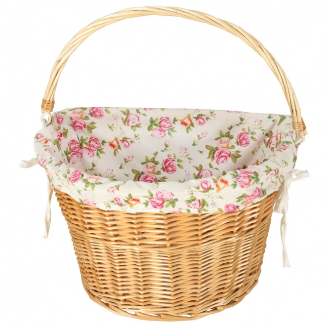 Wicker fietsbak met bloemeninleg