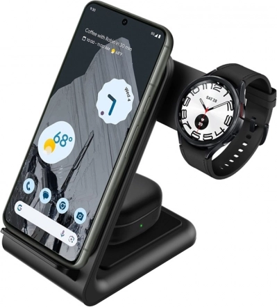 Draadloze 3-in-1 oplader voor iPhone, Samsung en Android, Galaxy Watch en TWS-oordopjes