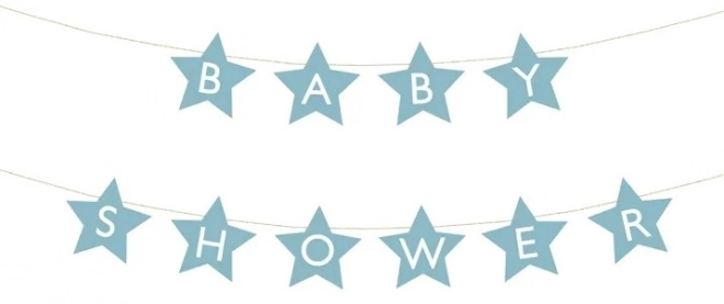 Banner sign for baby shower stars light 290cm x 16,5cm – Light blue