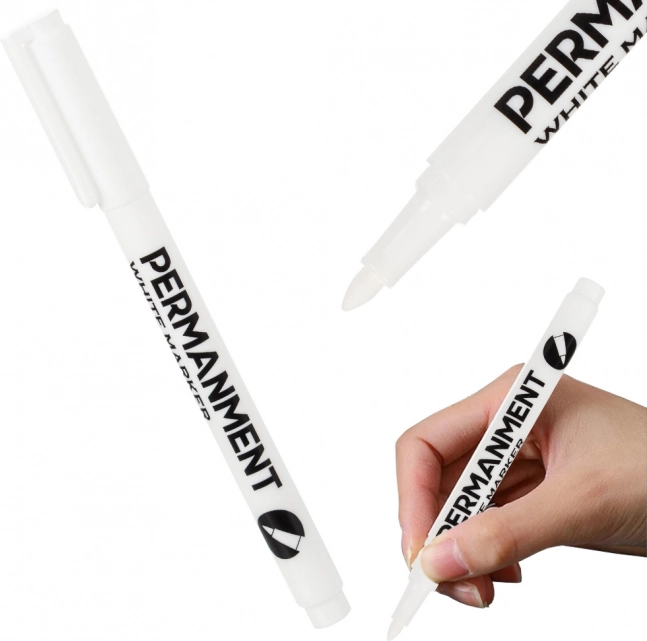 Witte permanente marker voor banden, glas en staal – waterbestendig, sneldrogend, 1 mm