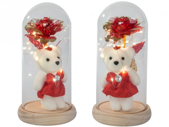 Ewige Rose mit Beleuchtung in Glasbox