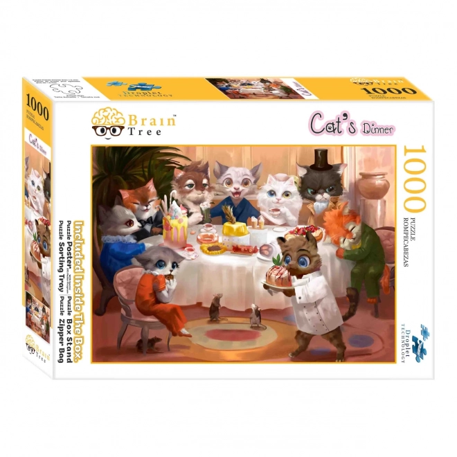 Puzzle Katten Avondmaal van Brain Tree, 1000 stukjes