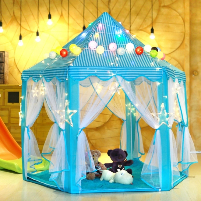 Tente pour enfants hexagonale pour maison/jardin - bleu