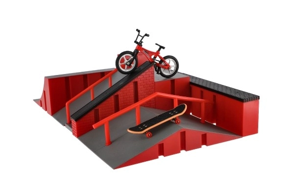 Skatepark Set with Ramp, Finger Bike, and Finger Skateboard