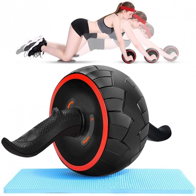 Exercices abdominaux sur roues + tapis – Bleu