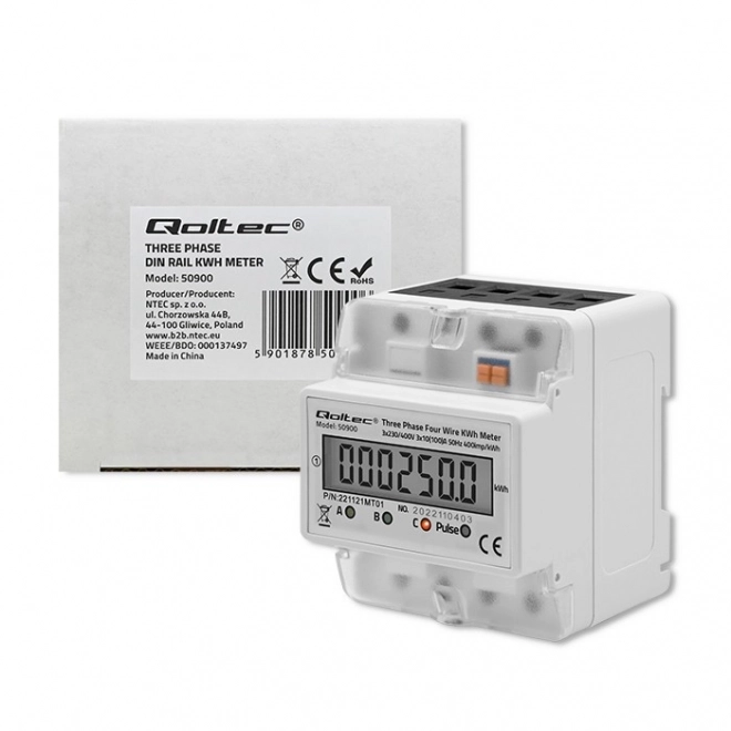 Three-phase Electronic Energy Meter for DIN Rail