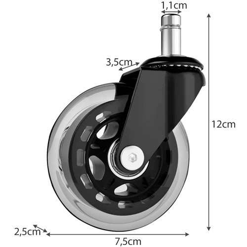Kantoorwielen 5 stuks Malatec
