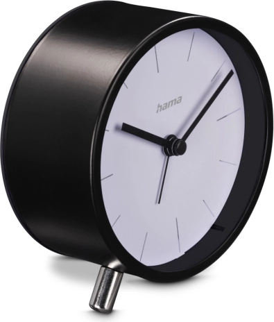Wekker met analoge wijzerplaat Flores, zwart