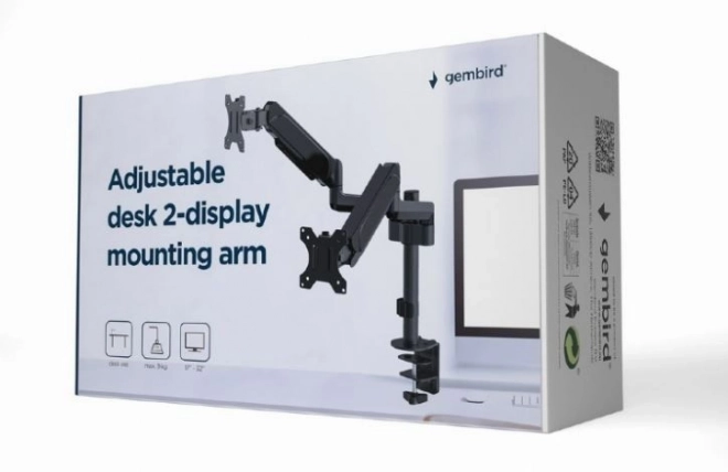 Verstelbare houder voor twee monitoren van 17" tot 32"