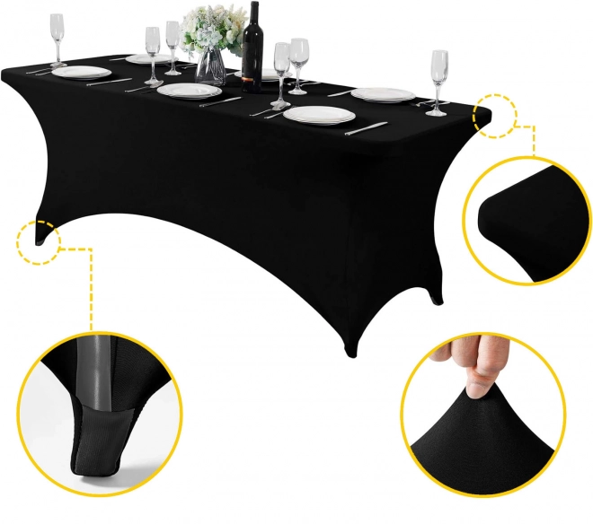Universele elastische hoes voor catering tafel 180 cm zwart
