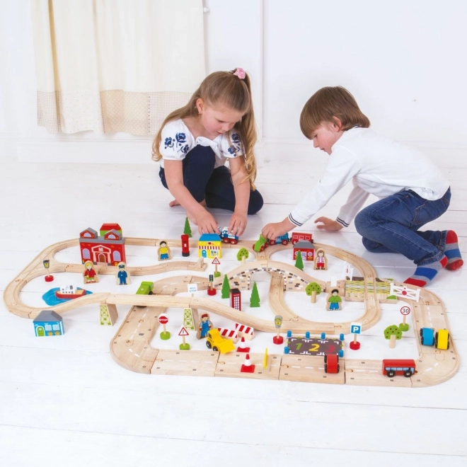 Treinbaan en autobaan Bigjigs Rail