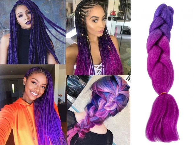 Synthetisch haar in paarse ombre voor vlechten
