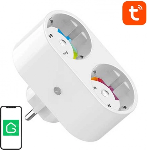 Dual slimme Wi‑Fi‑stekker Gosund met verbruiksmeting 3680 W, Tuya