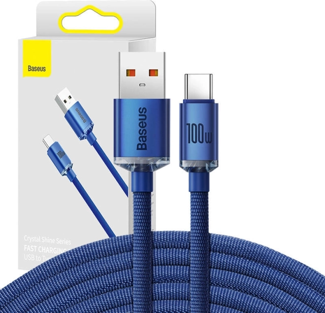 Baseus Crystal Shine câble USB-A vers USB-C 100 W 2 m bleu