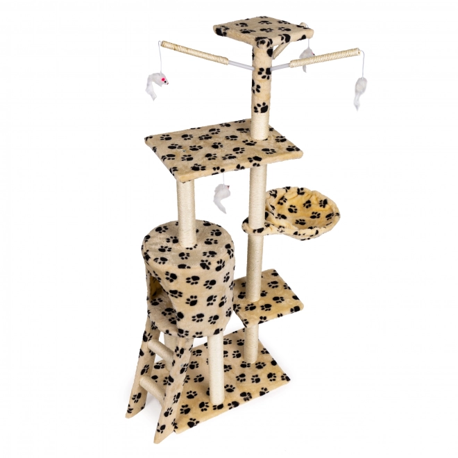 Arbre à chat, maison, arbre, lit, 138cm XL, empreintes de pattes