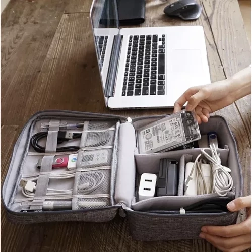 Travel Cable and Charger Organizer with Handle