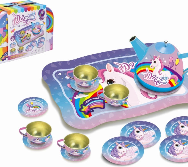 Set de thé dans une petite valise Licorne