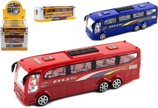 Plastic friction-powered bus 25 cm, 3 colors