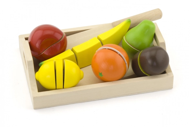Houten snijfruit met dienblad