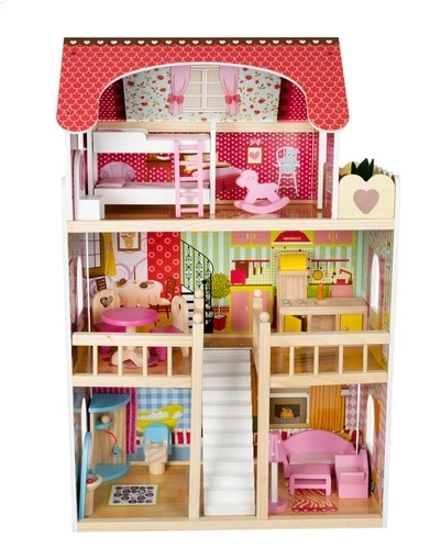 Houten poppenhuis met meubels 90 cm