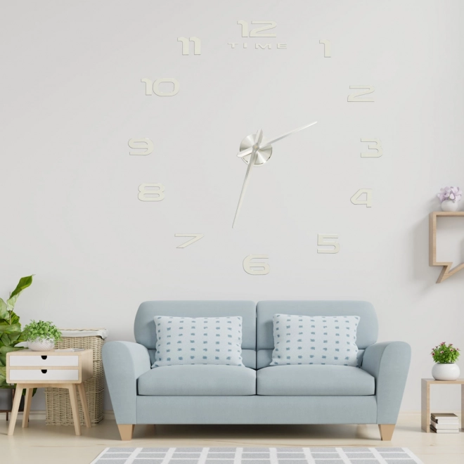 Horloge murale grande 80-120cm argentée 12 chiffres