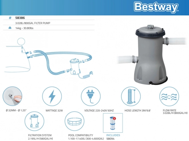 Filtratiepomp voor zwembaden Bestway 3028 l/u