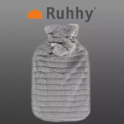 Gummi-Wärmflasche mit Plüschüberzug 2l