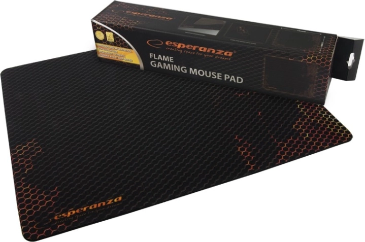 Flame Gaming Mouse Pad, black‑orange