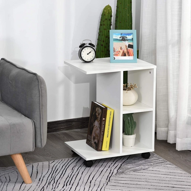 Table basse à roulettes avec organiseur
