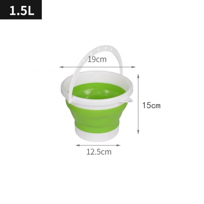 Foldable Silicone Bucket 1.5L Green and White